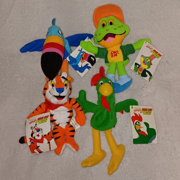 1997 Kelloggs Cereal Breakfast Brunch Beanie Bean Bag Plush Toys Vintage 90s - Picture 1 of 1